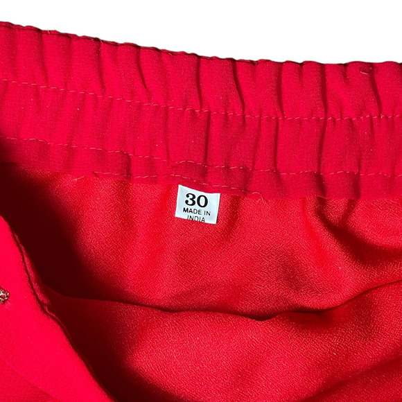 Embellished Red Indian Skirt and Top Sari Set Traditional Wedding Womens Size 30 - Picture 11 of 14